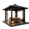 Nueva Pérgola de Aleación de Aluminio Estilo Chino Japonés Patio Pabellón Antiguo de Cuatro Esquinas Pasillo de Paisaje al Aire Libre Pabellón de Sala de Té Personalizable