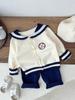 INS Celebridade da Internet Roupa de bebê para primavera e outono Macacão de bebê infantil Estilo coreano gravata Estilo marinho suéter macacão outono