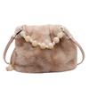 Outono e Inverno 2024 Nova Bolsa Transversal de Pelo Sintético de Visão Bolsa de Balde Leopardo Bolsa de Mão Estilo Nacional Bolsa Peluda Retro de Nicho