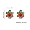 Pendientes Vintage de Nicho de Segunda Mano para Mujer, Estilo Retro Francés, Pendientes Florales con un Toque de Lujo, Incrustados con Diamantes y Gemas