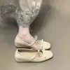 Zapatos de Mujer Mary Jane que Aumentan la Altura, Otoño 2026, Zapatos Planos Versátiles de Punta Cuadrada Suave y Tacón Bajo para Mujer con Doble Moño