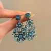 Brincos Estilo Corte Francês Retrô para Mulheres, Brincos com Franjas Azuis, Acessórios da Moda para Vestidos de Festa, Populares para Sessões de Fotos
