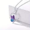 Nova Fantasia Desenho Animado Cor Linda Borboleta Coração Pingente Colar Moda Simples Memorial Versátil Exquisito Presente