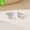 Conjunto de Brincos e Colar Triângulo Geométrico Prateado para Mulheres, Brincos Geométricos de Cobre com Zircônia Inlaid de Luxo Leve