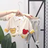Nuevo traje para niños, moda para niños y niñas, top con solapa y pantalón, conjunto de dos piezas, traje casual de primavera y otoño para niños