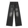 Mtlclothes Ropa para Hombre Cuatro Estaciones Versátil Calle Alta Americana Estilo Simple Negro Suelto Casual Jeans Modernos