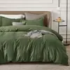 Conjunto de três peças de algodão lavado liso transfronteiriço super macio kit de capa de edredom dobrável atacado de roupa de cama