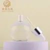 En stock: Botella transparente pequeña en forma de bombilla de 30 ml, Botella dispensadora de vidrio para cosméticos de 50 ml, Botella redonda para sérum de 75 ml