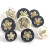 Botão Plástico Estilo Chanel Par Duplo com Flor de Diamante Redondo Preto com Diamante Costurado à Mão Redondo Grande Botão para Jaqueta