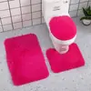 Set de Baño de Tres Piezas de Lana de Seda Felpudo Antideslizante para Baño Alfombra Aislante de Pelo Largo Combinación de Felpudos Transfronterizo