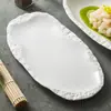 Prato de Peixe com Padrão de Pedra de Fábrica Prato para Peixe Cozido Prato de Jantar Cerâmico Criativo Distinto Louça Oval Prato de Sopa 12 Polegadas