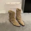 Botas Versáteis de Cano Médio com Solado Grosso para Aumentar a Altura 2025 Novas Botas de Outono Femininas Botas Mangas Sapatos de Moda Confortáveis