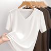 Camiseta de Mascarilla Tencel Lyocell Lino para Mujer, Camisa Base Delgada de Manga Corta de Verano, Nuevo Top Ajustado al Cuerpo de Hombro Regular 2026