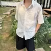 Top Transpirable Hueco, Nuevo Estilo de Verano, Camisa Casual Bordada Floral Retro Estilo Americano para Hombre