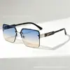 Nuevas gafas de sol de diseño geométrico europeo y americano transfronterizo, con bloques de color, montura media, líneas triangulares contrastantes y protección solar