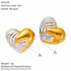 Pendientes de Acero Inoxidable Color Dorado a Juego de Lujo Ligero con Forma de Corazón para Mujer, Pendientes de Acero de Titanio Europeos y Americanos de Alta Gama, Venta al por Mayor