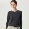 Bai Cai Rong Amigável à Pele Temperamento Falso Duas Peças Bloco de Cores 100% Lã Cashmere Pura Malha Camada Base Simples Suéter Emagrecedor