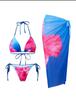 Novo Roupa de Banho Três Peças Sexy Estampada Estilo Europeu e Americano de Comércio Exterior Transfronteiriço Estilo Amarrar Estampa Lily Charm da Amazon