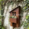 Produtos Novos Transfronteiriços Europeus e Americanos Castelo Antigo Casa com Telhado Inclinado Enferrujado Vasos de Flores Enfeites Recorte de Ferro Casa de Natal Mesa de Casa