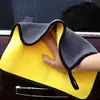 Toalha de Limpeza para Carro Grande de Coral Fleece Espessado Dupla Face Duas Cores Pano Super Fibra Absorvente para Lavagem de Carro
