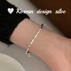 Moda coreana estilo Ins Joyería de Plata Esterlina S925 Pulsera Sencilla de Una Palabra con Textura de Puntada Apilada con Acabado de Alta Gama