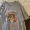 Camiseta Nueva de Manga Corta con Estampado de Oso 2025 para Mujer Ins Tendencia Popular Holgada Estilo K Versátil Top de Media Manga para Verano