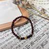 Pulseira Qiaoen de Cristal Natural Granate Borgonha Casual e Mais Fácil de Combinar Design Original Presente para Namorada Venda Direta da Fábrica
