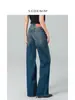 Jeans de Mujer de Tiro Alto y Pierna Ancha, Pantalones Rectos Estilo Vintage, Versátiles para Primavera y Otoño, Lavados, a la Moda, Tendencia, Elegantes, Adecuados para el Trabajo
