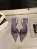 Sandalias Chuyuji de tacón alto moradas estilo francés de punta cerrada, zapatos de hada, colección primavera-verano 2026, elegantes y adecuadas para combinar con faldas, con detalles de mariposa
