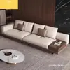 Sofá minimalista italiano, moderno e simples, design luxuoso, adequado para salas de estar de vilas e apartamentos grandes, couro genuíno, sofá de linhas retas