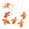 Conjunto de Joias Transfronteiriças Europeu e Americano: Conjunto de Colar, Brincos, Pulseira e Anel de Flor em Camadas com Gotejamento de Óleo, Acessórios de Mão, Pulseira de Pulso