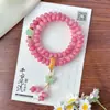 Pulsera de Semillas de Bodhi Rosa Cereza para Mujer, Cuentas Dobles Circulares de Semillas de Bodhi tipo Ábaco, Nuevas Cuentas de Oración de Mano Estilo Chino, Mayoreo