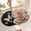 Alfombra de piso antideslizante absorbente de agua con efecto tridimensional 5D de flor de mariposa para baño del hogar, de secado rápido y resistente al desgaste