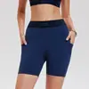 Pantalones Cortos de Yoga Europeos y Americanos Transfronterizos con Bolsillos, Pantalones Cortos de Fitness de Alta Elasticidad, Pantalones Cortos Deportivos para Correr, Ciclismo y Entrenamiento al Aire Libre con Sensación de Segunda Piel