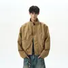 Jaqueta bomber com gola alta para homens, novo estilo primavera e outono, jaqueta de trabalho curta estilo celeiro retro americano, com caimento solto