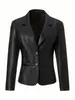 Versátil Blazer de Piel Ajustado con Solapas para el Trayecto Diario, Adecuado para Personas Menudas, Estilo Sencillo, Directo de Fábrica, en Stock