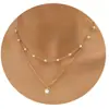 Collar de Cadena de Espiga de Pescado Perla Verano Nuevo Estilo Europeo y Americano Collar en Capas Diseño para Mujer Cadena Doble Capa Clavícula