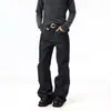 Jeans Preto com Bolso Bordado para Homem de Marca Americana de Street Fashion, Calças Versáteis Casuais Largas Retas Estilosas