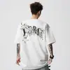 Camiseta de Verano para Hombre con Bordado Floral de Moda, Manga Corta, Estilo Americano, Peso Pesado, Elegante, Corte Oversize