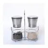 Set de Molinillos de Pimienta de Acero Inoxidable 304 Transfronterizo Molinillo Manual de Sal Marina de Vidrio Tarro para Condimentos de Cocina Venta al por Mayor