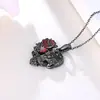 Collar Personalizado de Calavera Flor Corazón para Pareja Estilo Europeo y Americano con Colgante de Rosa Hueca Incrustado de Diamante, Cadena para Clavícula Regalo para Mujer