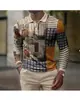 Polo Casual para Hombre de Estilo Nuevo, Europeo y Americano, Impresión Digital 3D, Manga Larga, Cuello de Solapa, Top para Hombre