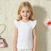 Camiseta Nueva Estilo Transfronterizo 2026 para Niñas de 2 a 6 Años con Lazo y Bordes Fruncidos, Top y Camiseta Básica de Manga Corta de Color Sólido para Niños