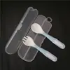 Cuchara para Bebé Aprendiendo a Comer Juego de Cuchara y Tenedor Giratorios de Entrenamiento para Bebé Suplemento Alimenticio para Recién Nacidos Cuchara con Codo con Caja
