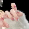 Explosões do TikTok Usam Armadura Gato de Olho Curto Sentido Avançado Manicure Feita à Mão Manicure Pré-fabricada Gradiente Maillard Unhas Postiças