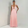 Nueva Ropa de Verano 2026 para Mujer de Amazon, Elegante Vestido de Color Sólido con Cuello Halter y Escote Bajo Sexy con Parches y Espalda Descubierta