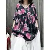 2026 Nueva Camisa Babydoll de Cuello en V de Talla Grande para Mujeres Tallas Grandes Camiseta de Manga Corta Camisa Top