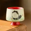 Palácio do Fabricante-Estilo Gato Selvagem Vermelho da Primavera-Temática Xícara de Chá Pequena, Xícara Especial de Mestre para Beber Chá, Cerâmica de Alta Qualidade Xícara de Degustação do Conjunto de Chá Kung Fu
