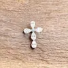Pendiente de aleación de titanio F136 con forma de gota de agua y circonita, cruz G23 titanio rosca interna circonita labio clavo lengua clavo joyería perforada