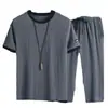 ¡Wow, Traje Deportivo Casual de Verano Hecho a Medida para Hombre, Nuevo Estilo, Pantalones Cortos de Tres Cuartos con Retazos, Estilo Seda de Hielo, Corte Holgado, Tallas Grandes